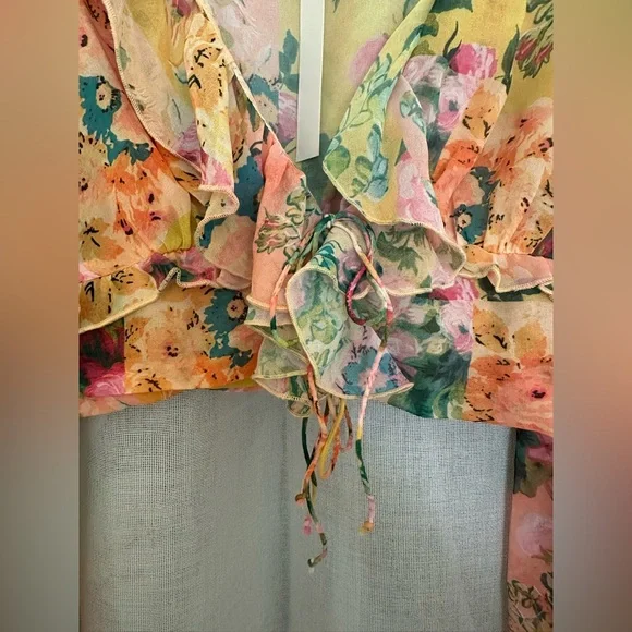 Floral Ruffle Blouse - Multicolor - Picture 3 of 4